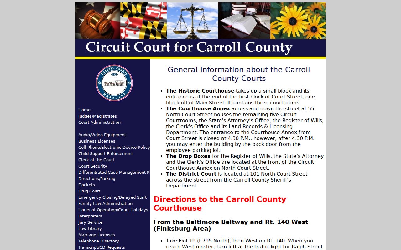Carroll County Historic Courthouse in Westminster, where municipal citation warrants are heard