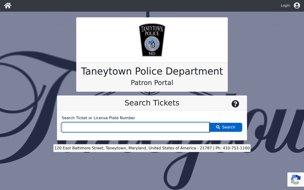 Carroll County municipal ticket payment portal interface for traffic citations