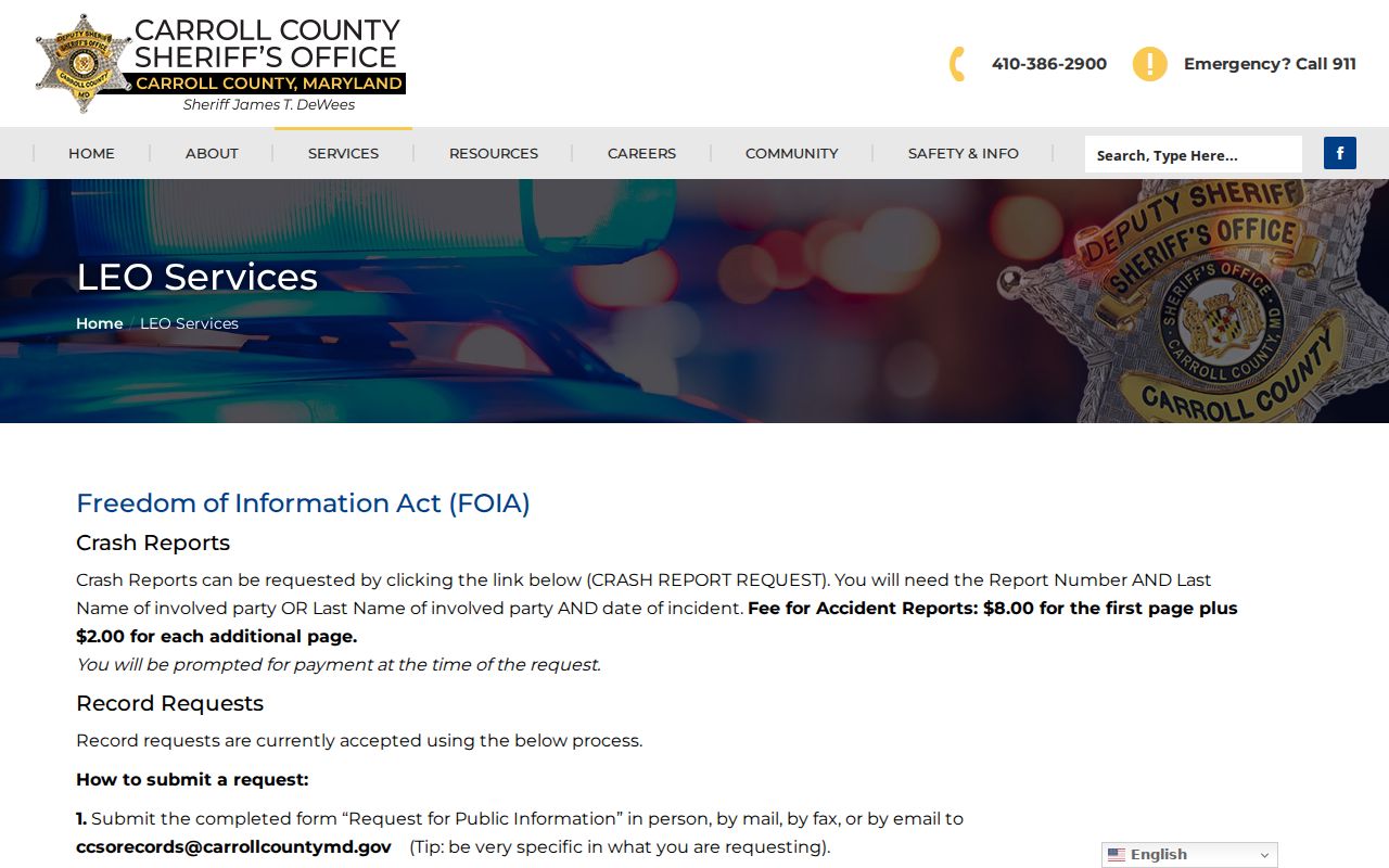 Carroll County sheriff public information instructions for warrant and arrest records